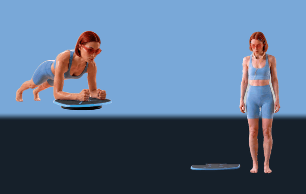 The four scored modes on the GoBalance Sport board: balance, plank, boat and bridge