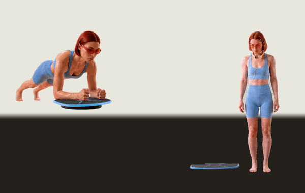 The four scored modes on the GoBalance Sport board: balance, plank, boat and bridge
