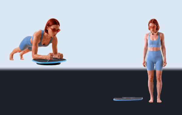 The four scored modes on the GoBalance Sport board: balance, plank, boat and bridge